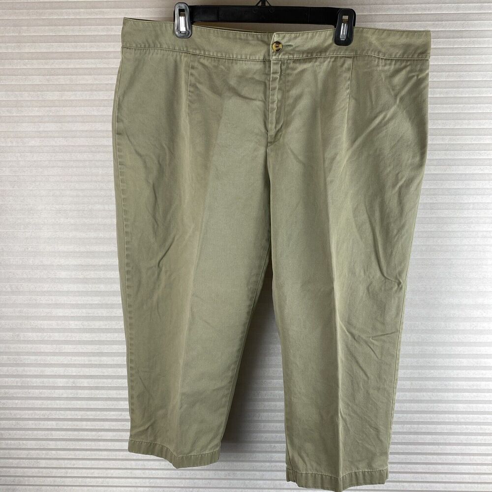 Covington Woman  Plus Sz 18W Tan Pocketless Capri Pants 100% Cotton